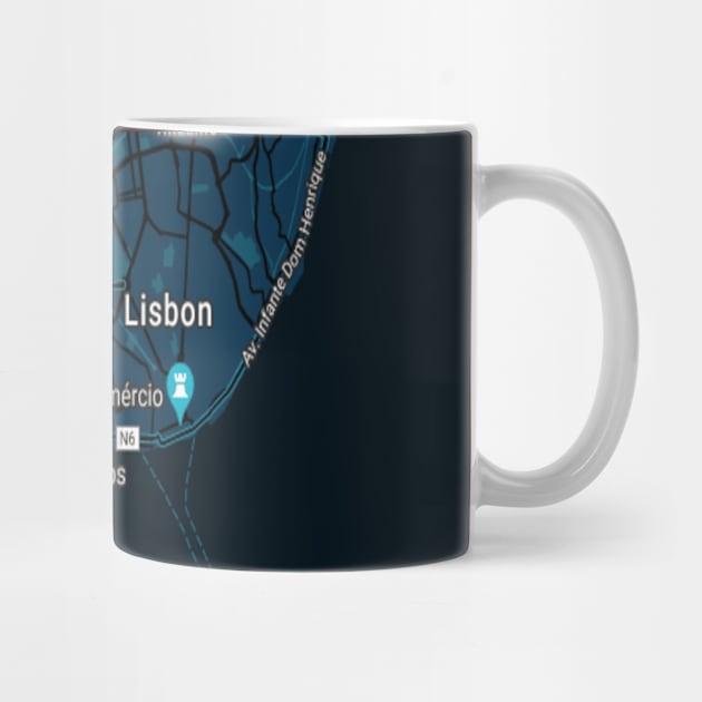 Lisbon dark blue map by Mapmania